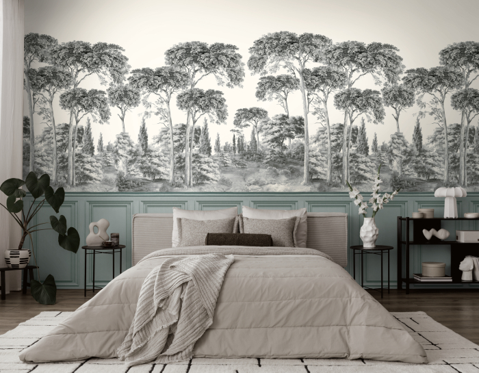 39954-1 Панно AS Creation 265*280, Монохромный лес и панели