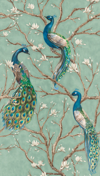 79223-9 Панно AS Creation 159*280, Павлины в цветущем саду